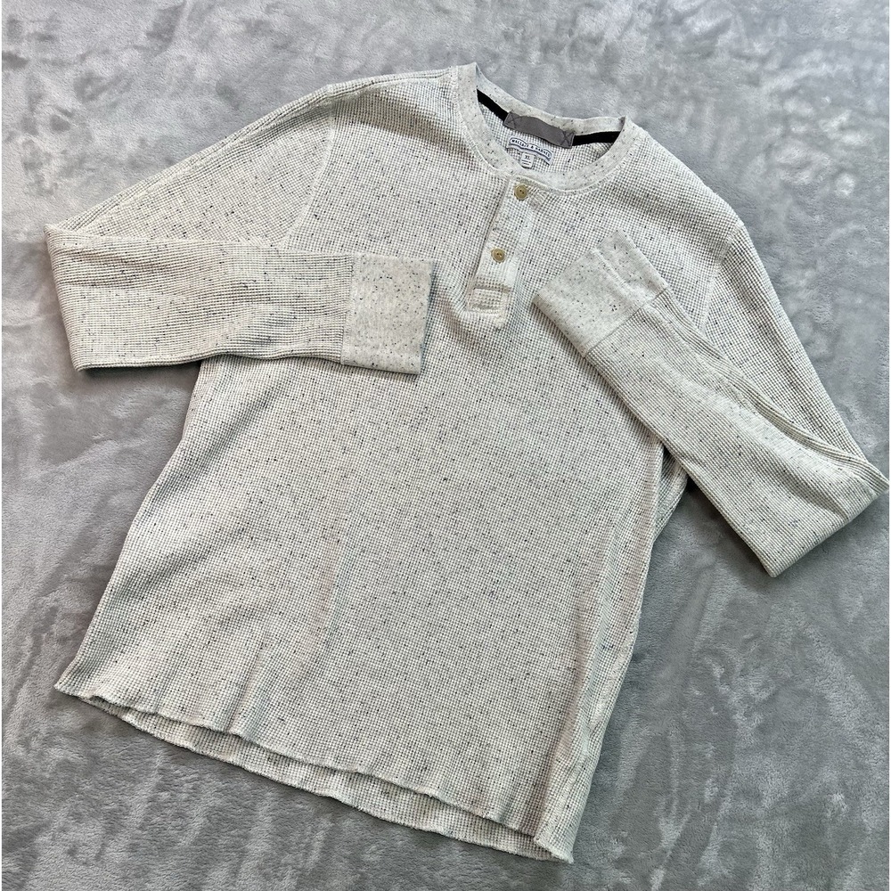 Wallace Barnes Shirt Men XL Grey Henley Thermal Pullover Waffle Cabincore Preppy